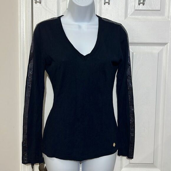 Versace collection vintage v neck sweater with rhinestones on sleeves - Picture 1 of 9